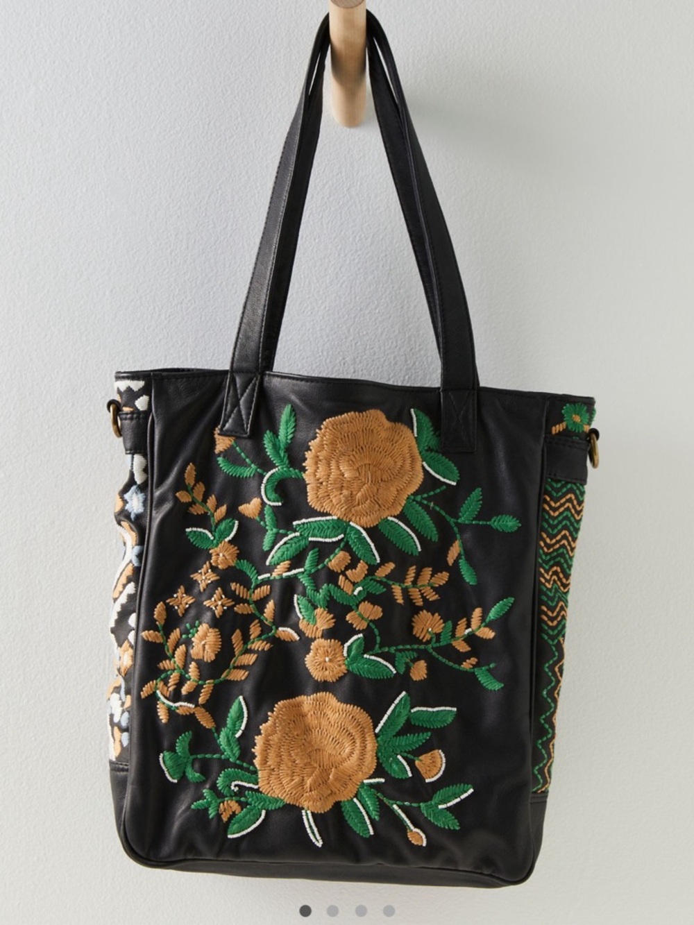Free People Flora Embroidered Leather Tote